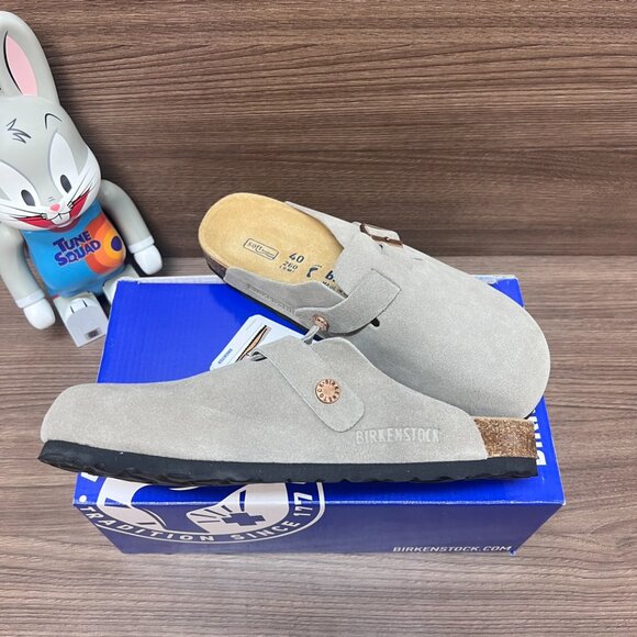 Birkenstock Boston taupe suede mule clogs - Picture 8 of 9